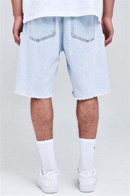 Logolu Burton Jean Şort-Mavi Açık