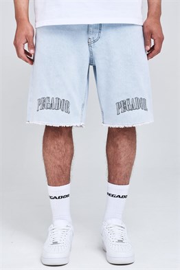 Logolu Burton Jean Şort-Mavi Açık