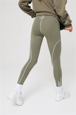 Members Only Overlock Dikişli Tayt-Haki