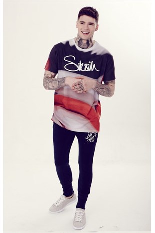 Multicolor Dalgalı T Shirt-Siyah-Kırmızı