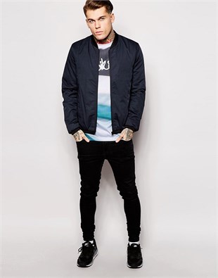 Multicolor Dalgalı T Shirt-Siyah-Turkuaz