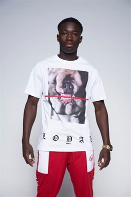 Normal Kesim  Unisex Köpek Baskılı T shirt-Beyaz
