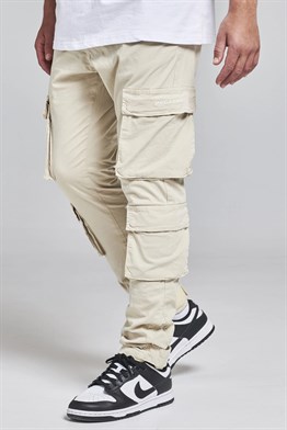 Önden Cepli Fremont Kargo    Pantolon-Krem