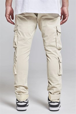 Önden Cepli Fremont Kargo    Pantolon-Krem