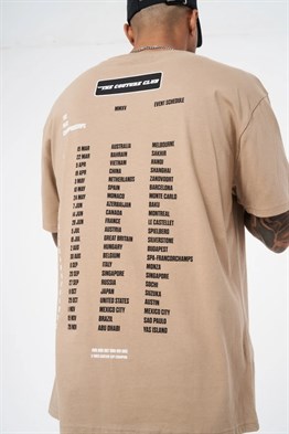 Önü ve Arkası Baskılı  T shirt-Bej