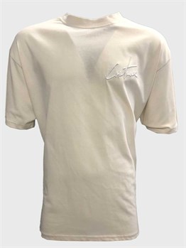 Oversize Archive İmza Nakışlı T shirt-Kirli Beyaz