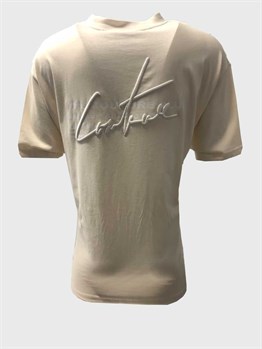 Oversize Archive İmza Nakışlı T shirt-Kirli Beyaz