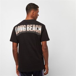 Oversize Arkası Long Beach BAskılı 2Pack  T shirt-Siyah-Kahve