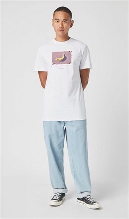 Oversize Banana Baskılı T shirt-Beyaz