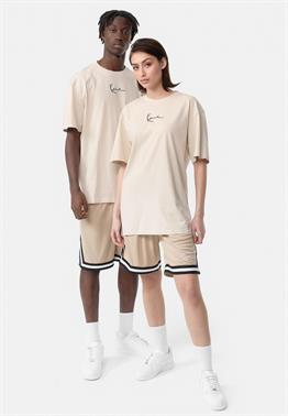 Oversize Basic  Small Logo  T shirt-Krem