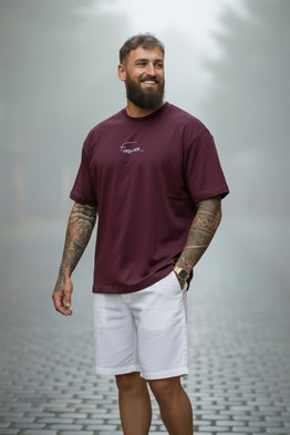 Oversize Forewer T-Shirt-Bordo