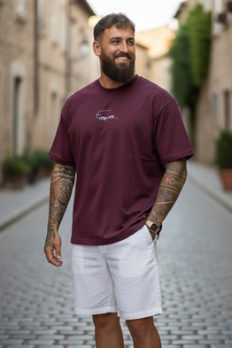 Oversize Forewer T-Shirt-Bordo