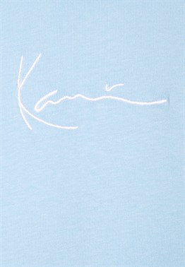 Oversize İmza Baskılı T shirt-Mavi Açık