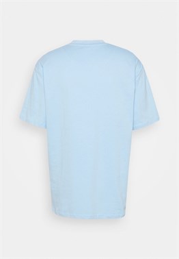 Oversize İmza Baskılı T shirt-Mavi Açık