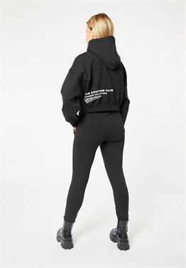 Oversize İmza Nakışlı Kısa Crop Sweat-Siyah-Kaplama