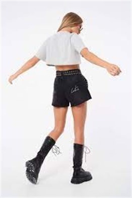 Oversize Kısa Crop T shirt-Gri