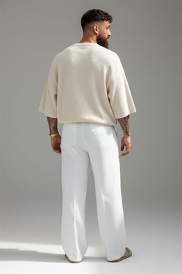 Oversize Long T-Shirt-Krem