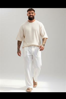 Oversize Long T-Shirt-Krem