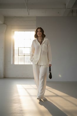 Oversize Muslin Gömlek-Bej
