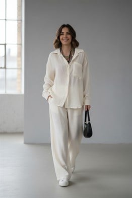 Oversize Muslin Gömlek-Bej