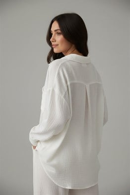 Oversize Muslin Gömlek-Beyaz