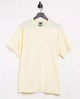 Oversize Nakışlı T shirt-Sarı