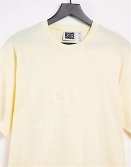 Oversize Nakışlı T shirt-Sarı