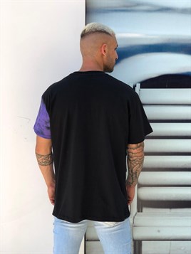 Oversize Önü Kurt BAskılı T shirt-Siyah
