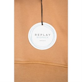 Oversize  Organik Pamuk Hoodie Kapişonlu Sweat-Kahverengi Açık