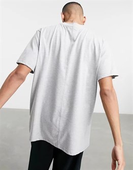 Oversize Overlock Detaylı  T shirt-Gri