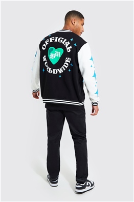 Oversize  Penye College Bomber Mont Sweat-Siyah