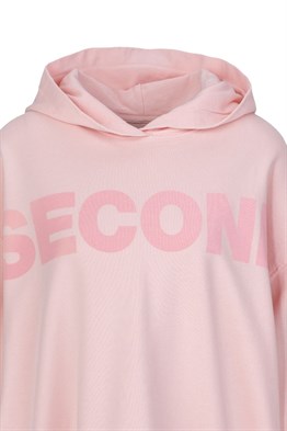 Oversize Secondlife Sweat Hoodie-Pembe