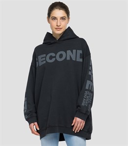 Oversize Secondlife Sweat Hoodie-Pembe