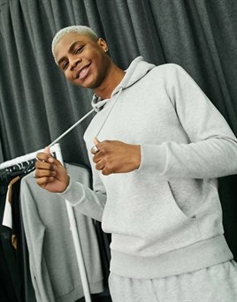 Oversize Unisex Arkası Yuvarlak Baskı Kapişonlu Sweat-Gri