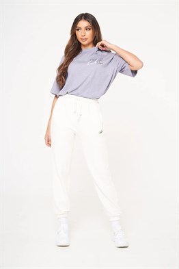 Oversize Unisex Season Nakışlı T shirt-Mor