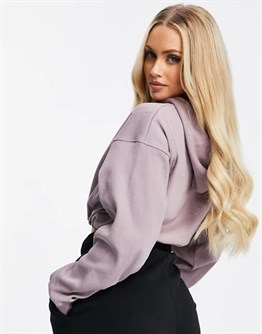 Oversize Yıkamalı Crop Sweat-Gülkurusu