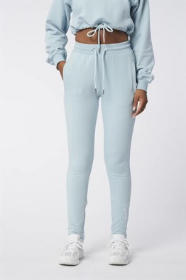 Paçası Fermuarlı İmza Nakışlı Eşofman Altı Jogger-Mavi