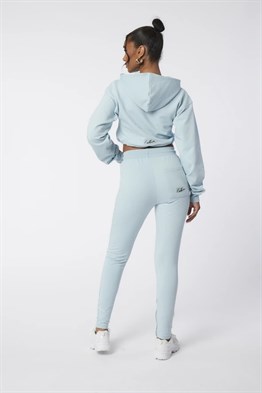 Paçası Fermuarlı İmza Nakışlı Eşofman Altı Jogger-Mavi