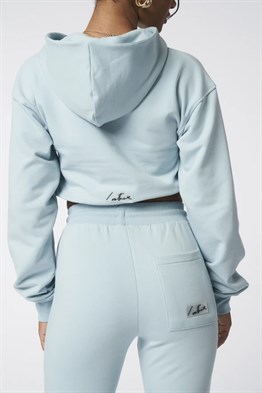 Paçası Fermuarlı İmza Nakışlı Eşofman Altı Jogger-Mavi