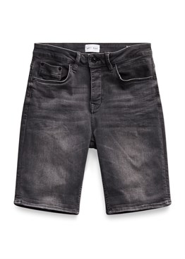 Paçası Katlı Jean Şort-Antrasit