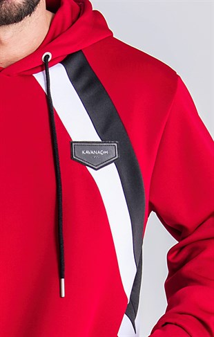 Paralel Şeritli Eşofman  Jogger-Kırmızı