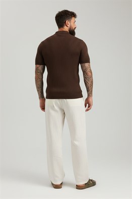 Polo  Yaka Merserize T-shirt-Kahve