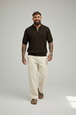 Polo  Yaka Merserize T-shirt-Kahve