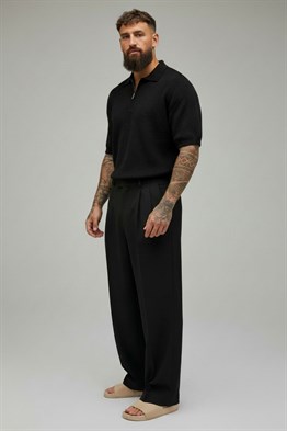 Polo  Yaka Merserize T-shirt-Siyah