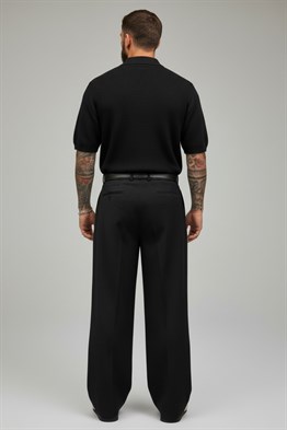 Polo  Yaka Merserize T-shirt-Siyah