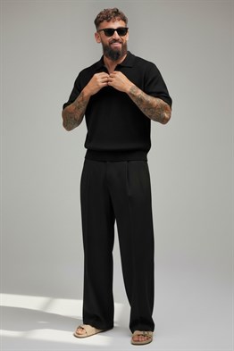 Polo  Yaka Merserize T-shirt-Siyah