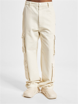 Preto Wide Leg  Cargo Pants-Krem