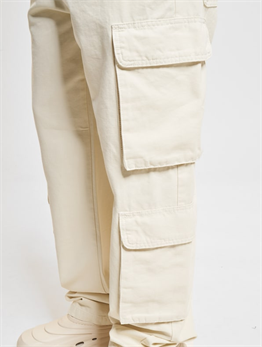 Preto Wide Leg  Cargo Pants-Krem