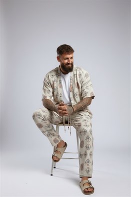 Printed Kimono-Krem