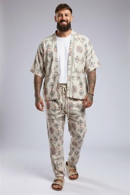 Printed Kimono-Krem